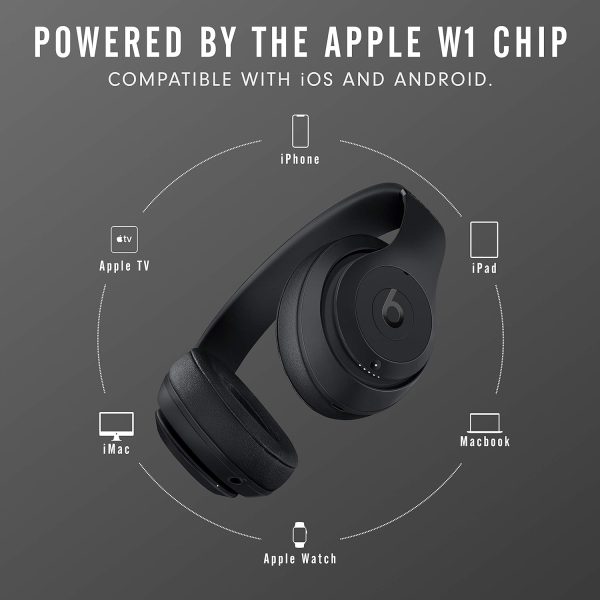 Beats Studio3 Wireless Noise Cancelling Over-Ear Headphones - Apple W1 Headphone Chip, Class 1 Bluetooth, 22 Hours of Listening Time, Built-in Microphone - Matte Black - Image 5